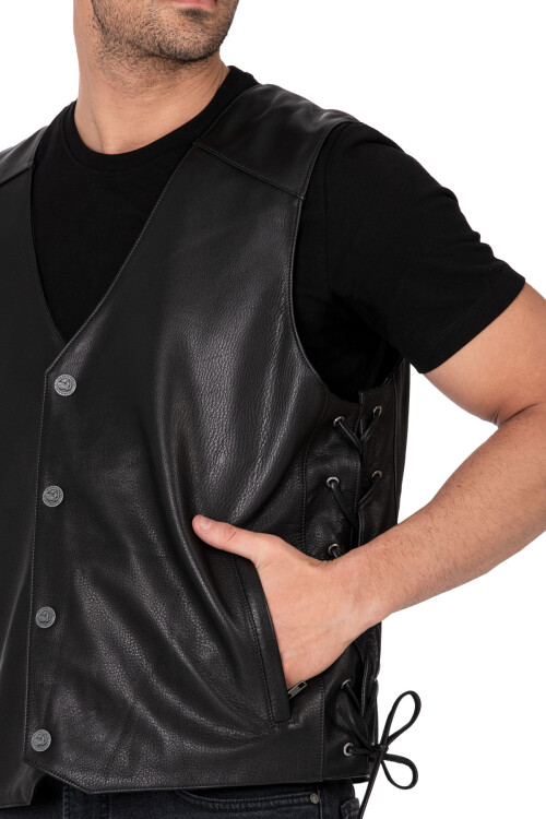 Dallas Leather Motorcycle Vest - 5