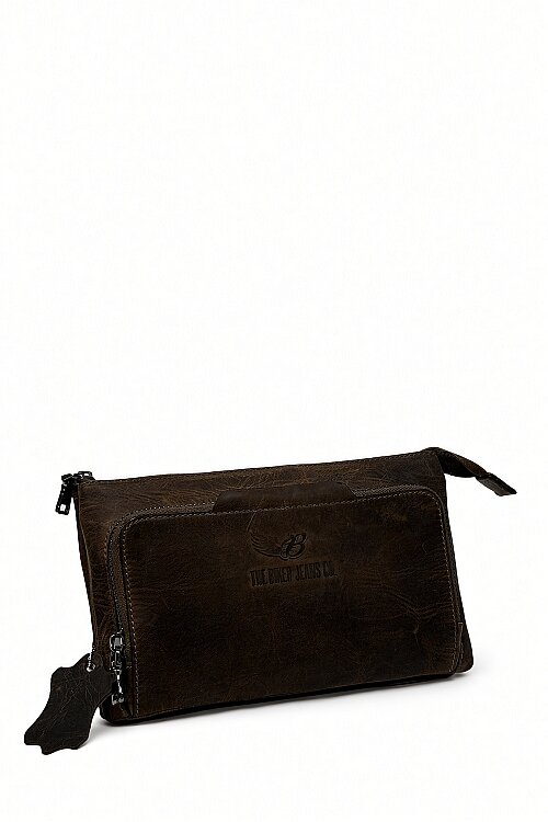 Detroit Dark Brown Hakiki Deri El Çantası - The Biker Jeans