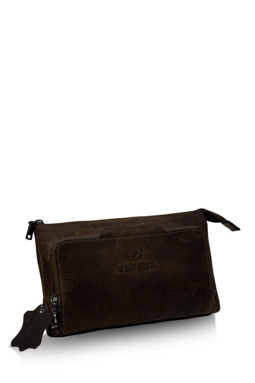 Detroit Dark Brown Hakiki Deri El Çantası - The Biker Jeans