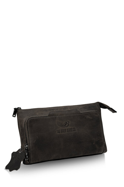 Detroit Grey Hakiki Deri El Çantası - The Biker Jeans