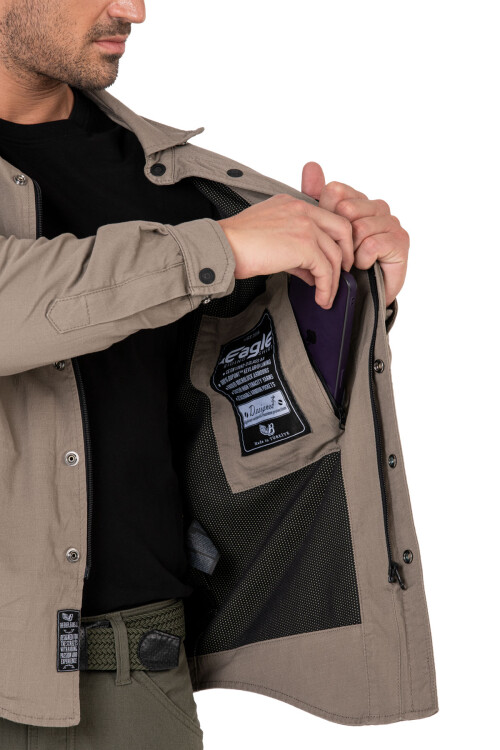 Eagle Beige Armoured Motorcycle Shirt - 12