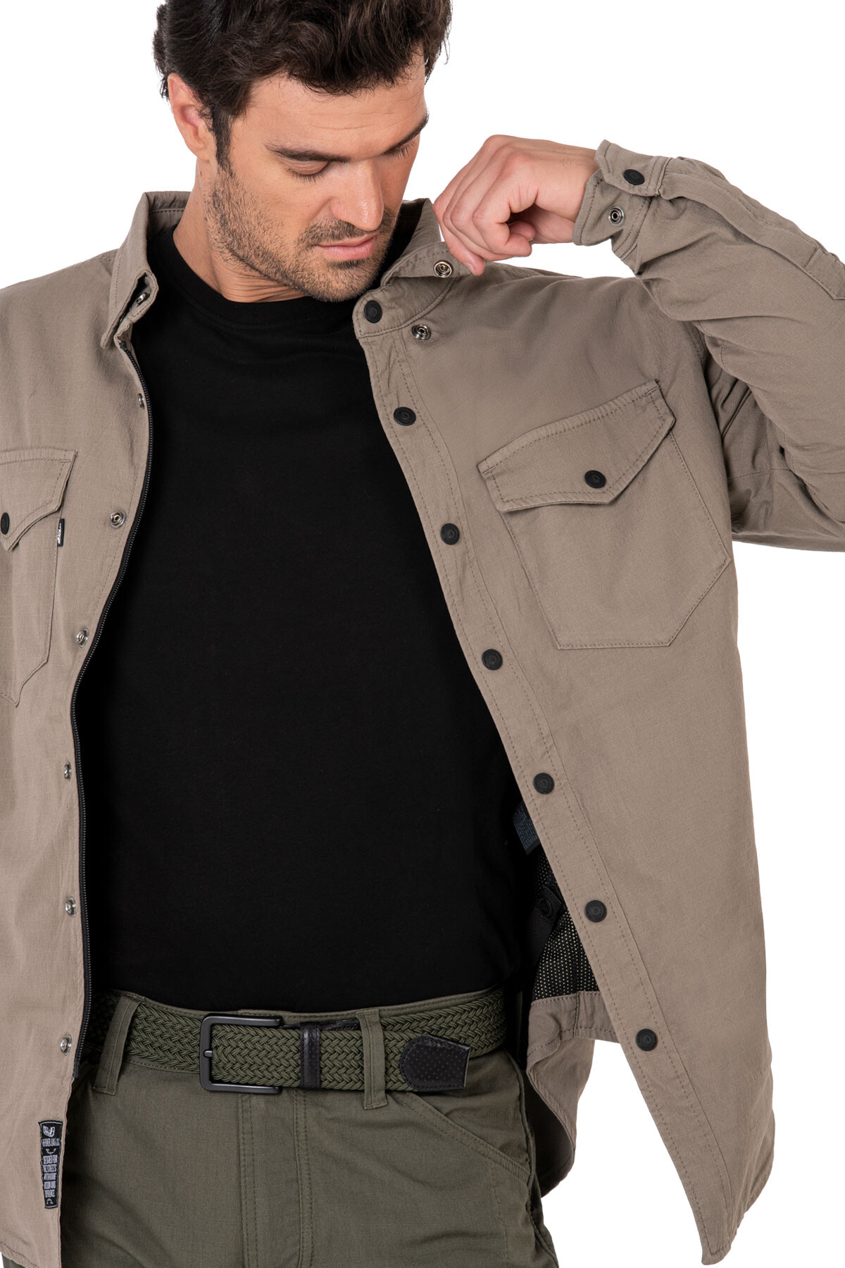 Eagle Beige Armoured Motorcycle Shirt - 17