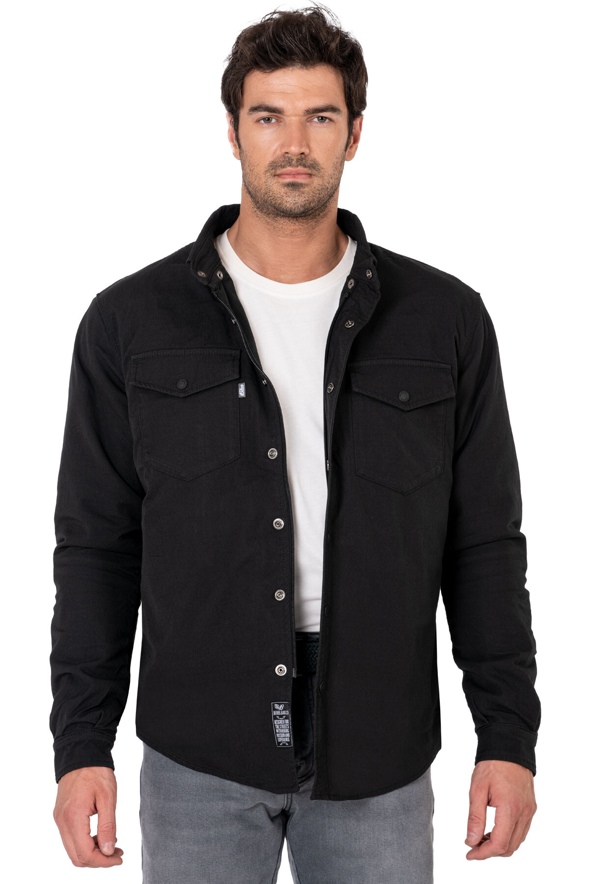 Eagle Black Korumalı Motosiklet Gömleği Erkek - 4