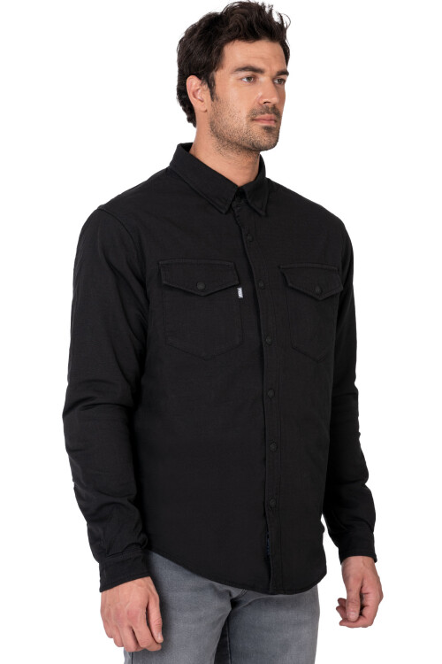 Eagle Black Korumalı Motosiklet Gömleği Erkek - The Biker Jeans
