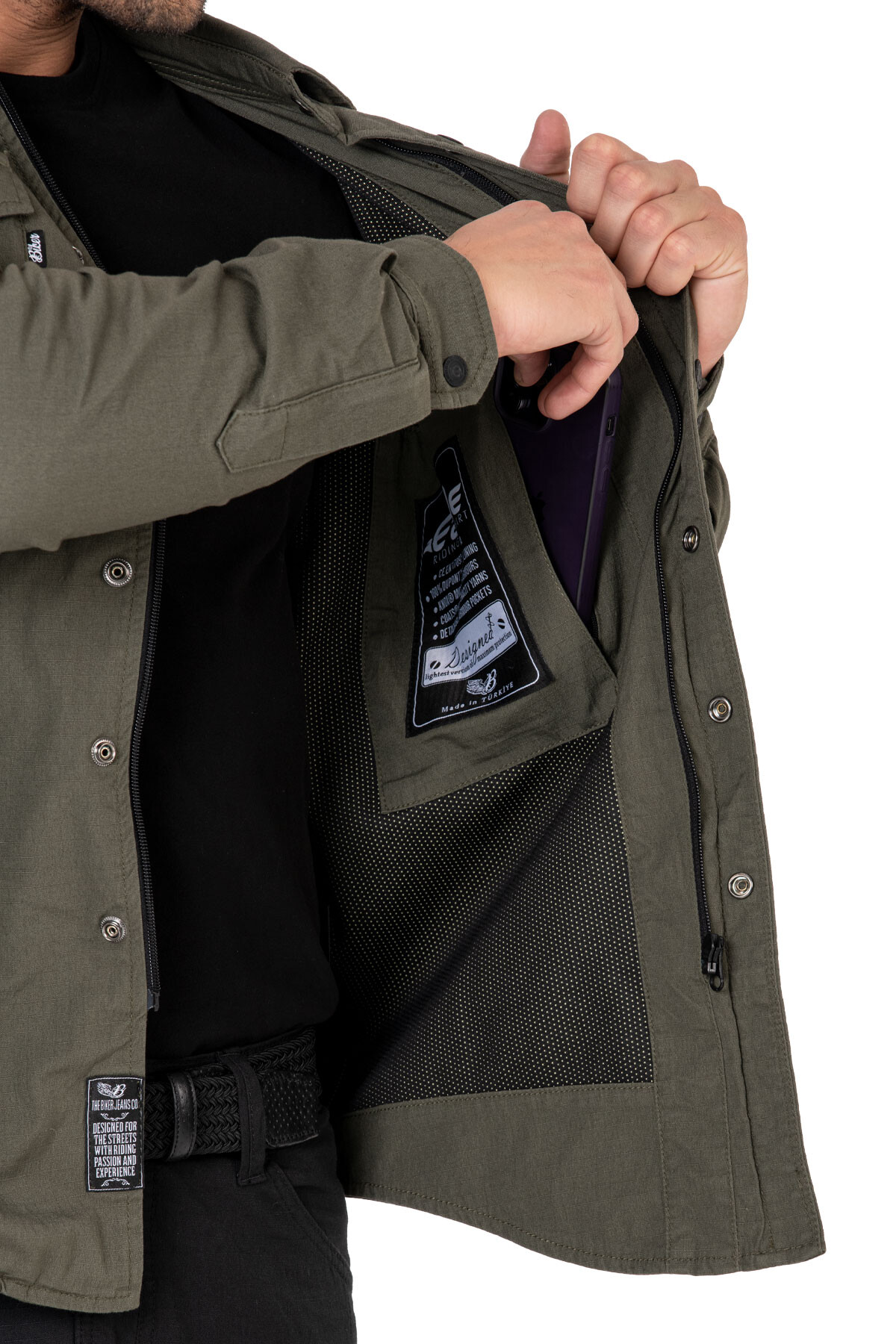 Eagle Khaki Armoured Motorcycle Shirt - 7