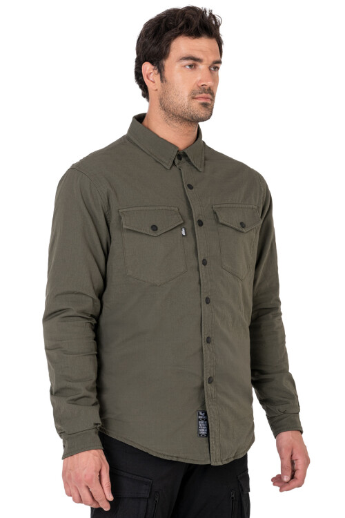 Eagle Khaki Korumalı Motosiklet Gömleği Erkek - The Biker Jeans