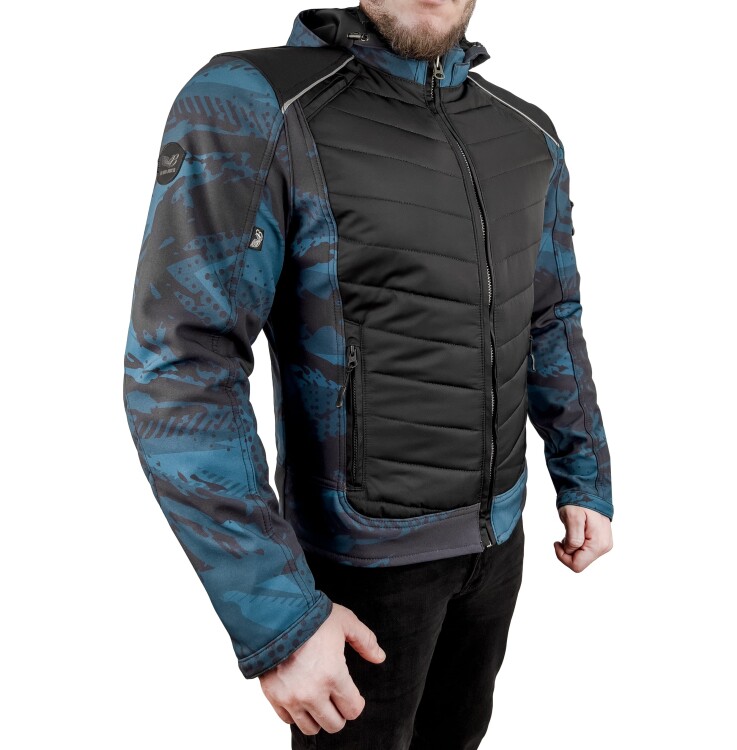 EVEREST WATERPROOF Blue Camo Korumalı Motosiklet Montu Erkek - Thumbnail