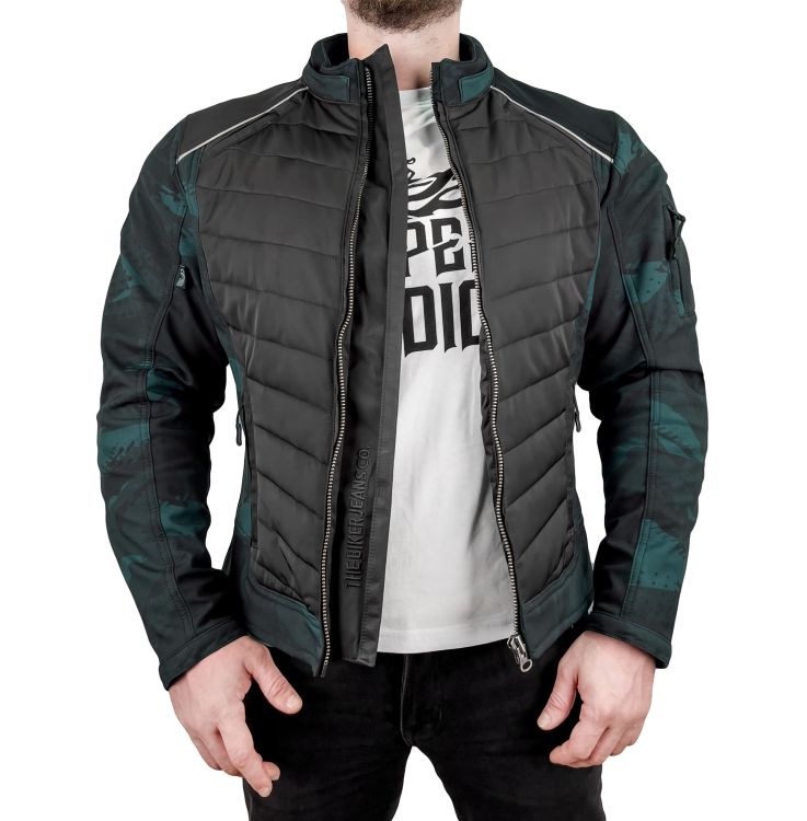 EVEREST WATERPROOF Petrol Camo Korumalı Motosiklet Montu Erkek