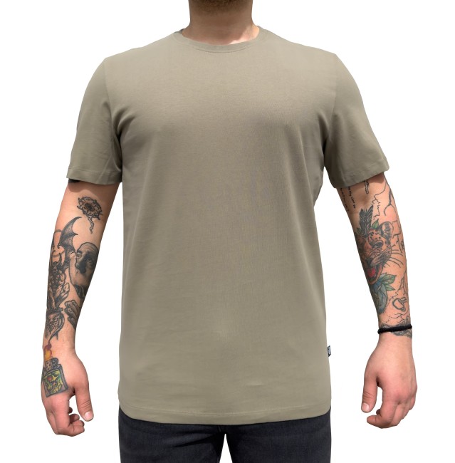 Everyway Soft Cotton Kısa Kollu Haki T-Shirt - The Biker Jeans