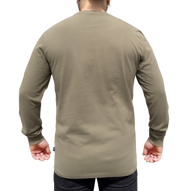Everyway Soft Cotton Long Sleeve Khaki T-Shirt - 2