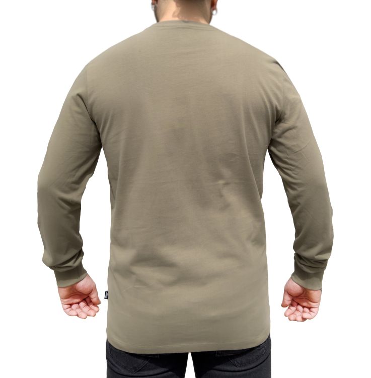 Everyway Soft Cotton Long Sleeve Khaki T-Shirt - 2