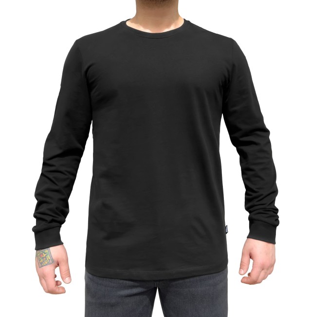 Everyway Soft Cotton Uzun Kollu Siyah T-Shirt - The Biker Jeans