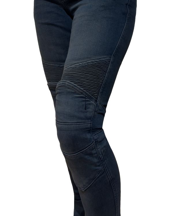 EVO Ultra Flexi Dark Blue Korumalı Motosiklet Kot Pantolonu Kadın - 8