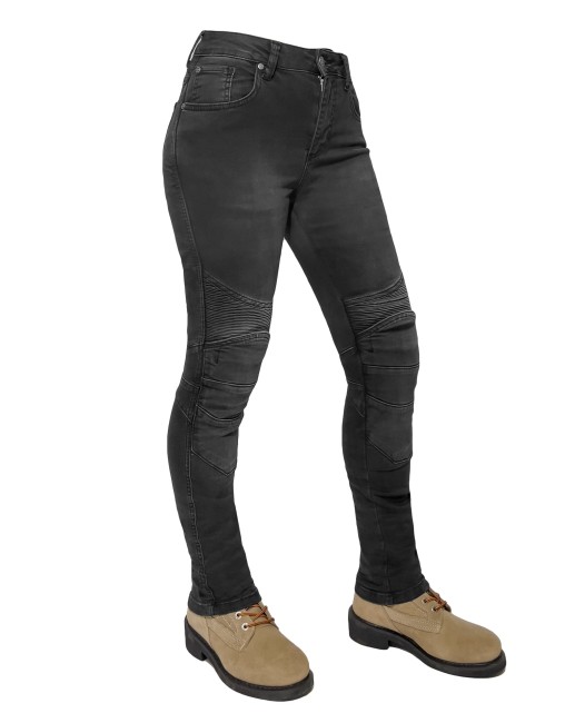 EVO Ultra Flexi Smoky Black Korumalı Motosiklet Kot Pantolonu Kadın - The Biker Jeans