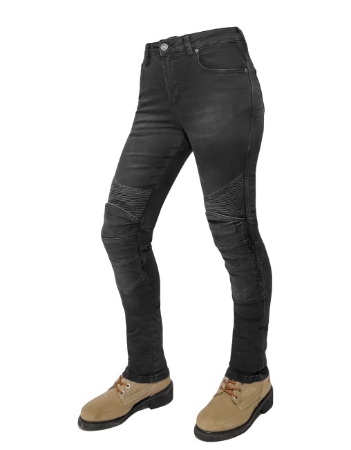 EVO Ultra Flexi Smoky Black Korumalı Motosiklet Kot Pantolonu Kadın - Thumbnail