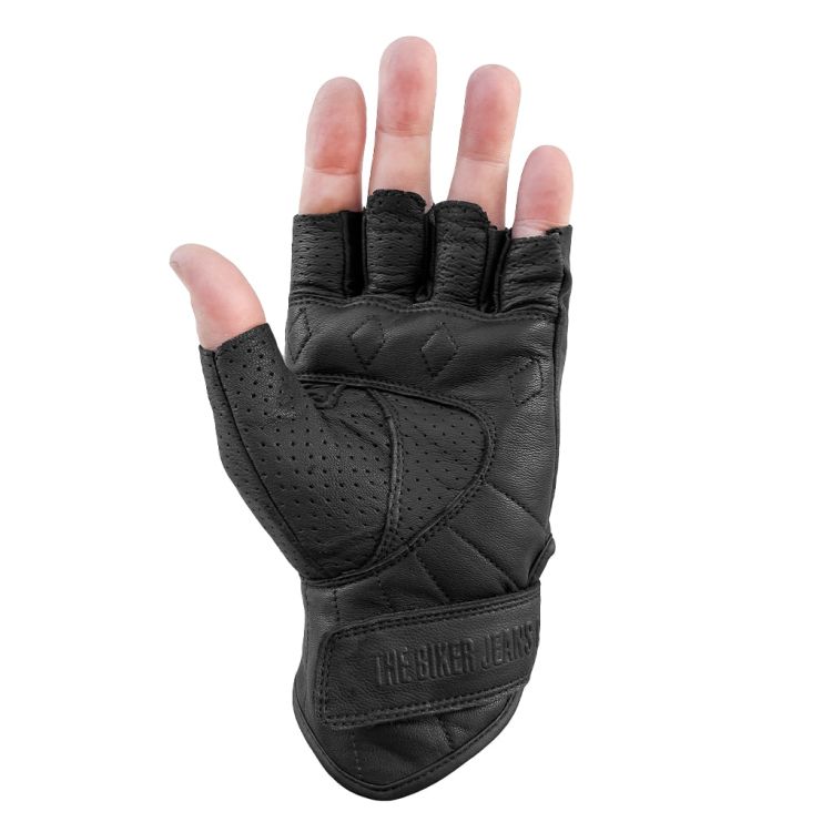 Fingerless FLX Leather Black Korumalı Motosiklet Deri Eldiveni - 2