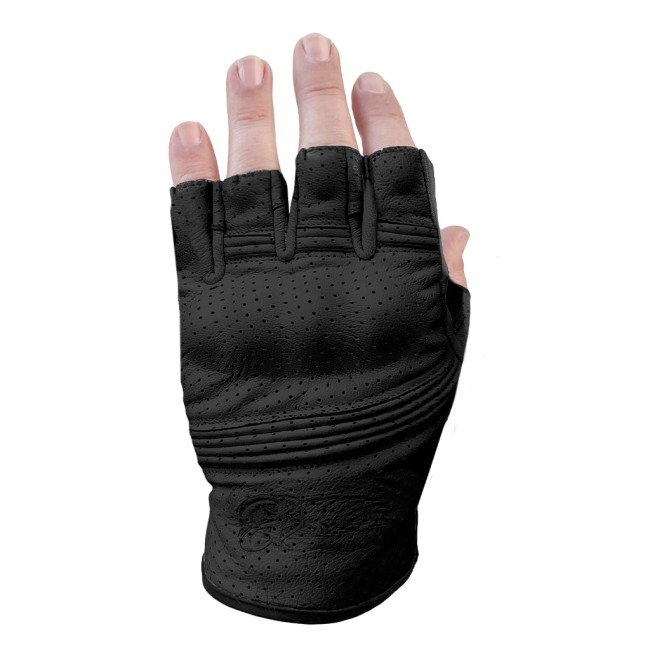 Fingerless FLX Leather Black Korumalı Motosiklet Deri Eldiveni - The Biker Jeans