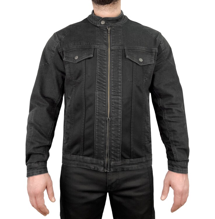 Grey Ice Armoured Mesh Motorcycle Jean Jacket Man - Thumbnail