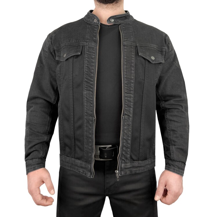 Grey Ice Armoured Mesh Motorcycle Jean Jacket Man - Thumbnail