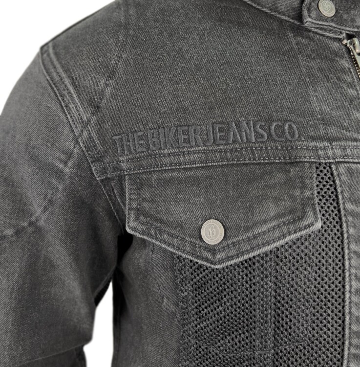 Grey Ice Armoured Mesh Motorcycle Jean Jacket Man - Thumbnail