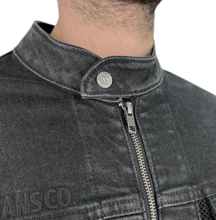 Grey Ice Armoured Mesh Motorcycle Jean Jacket Man - Thumbnail