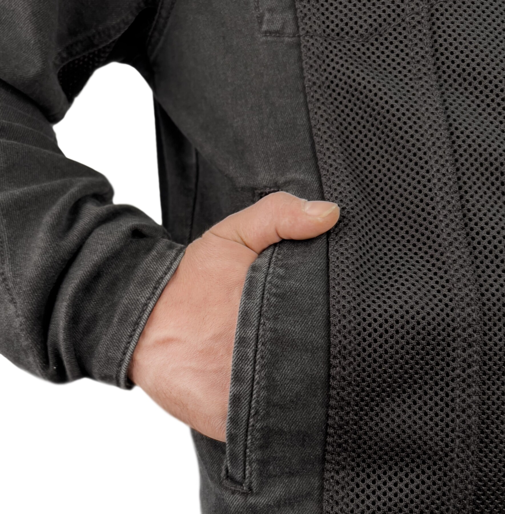 Grey Ice Armoured Mesh Motorcycle Jean Jacket Man - 12