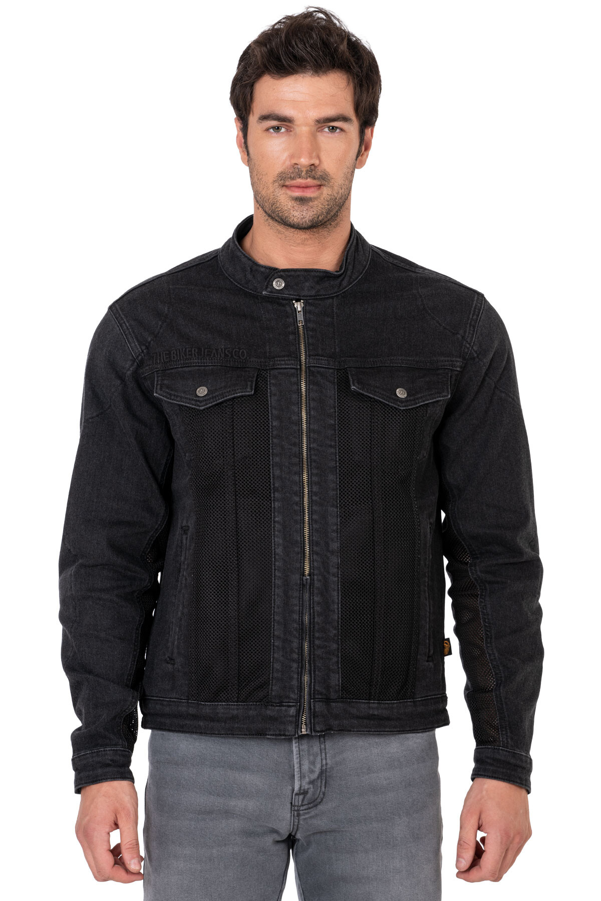 Grey Ice Armoured Mesh Motorcycle Jean Jacket Man - 3