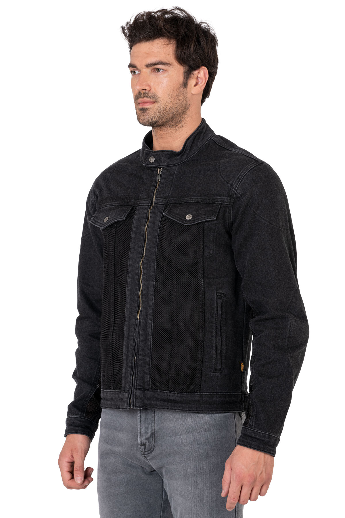 Grey Ice Armoured Mesh Motorcycle Jean Jacket Man - 5