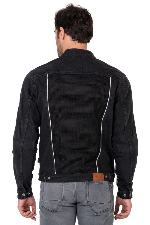 Grey Ice Armoured Mesh Motorcycle Jean Jacket Man - 6
