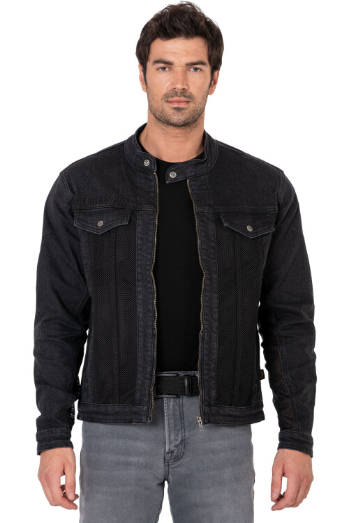 Grey Ice Armoured Mesh Motorcycle Jean Jacket Man - 4