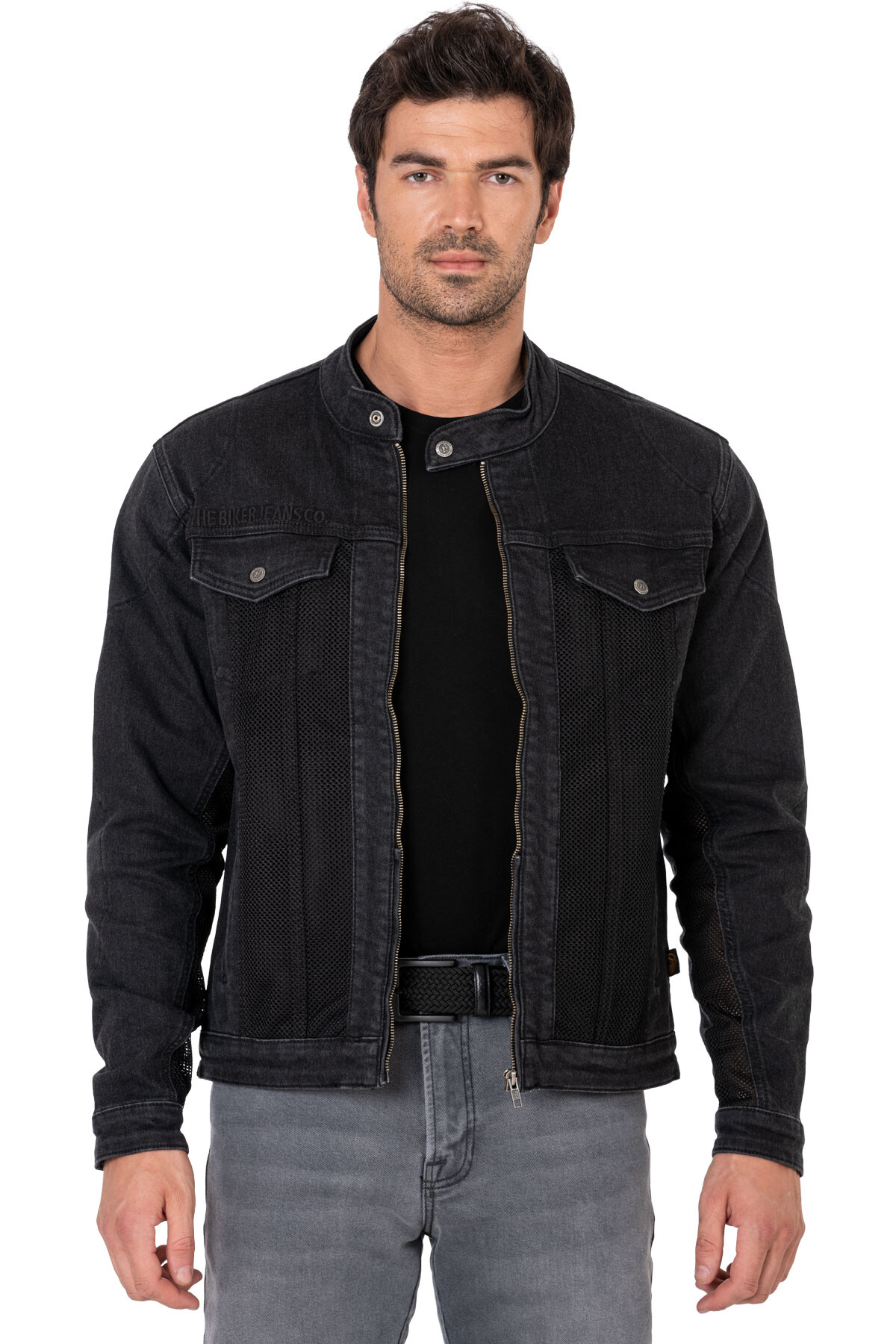 Grey Ice Armoured Mesh Motorcycle Jean Jacket Man - 4