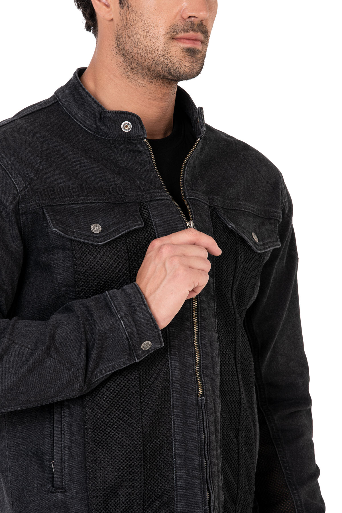 Grey Ice Armoured Mesh Motorcycle Jean Jacket Man - 12