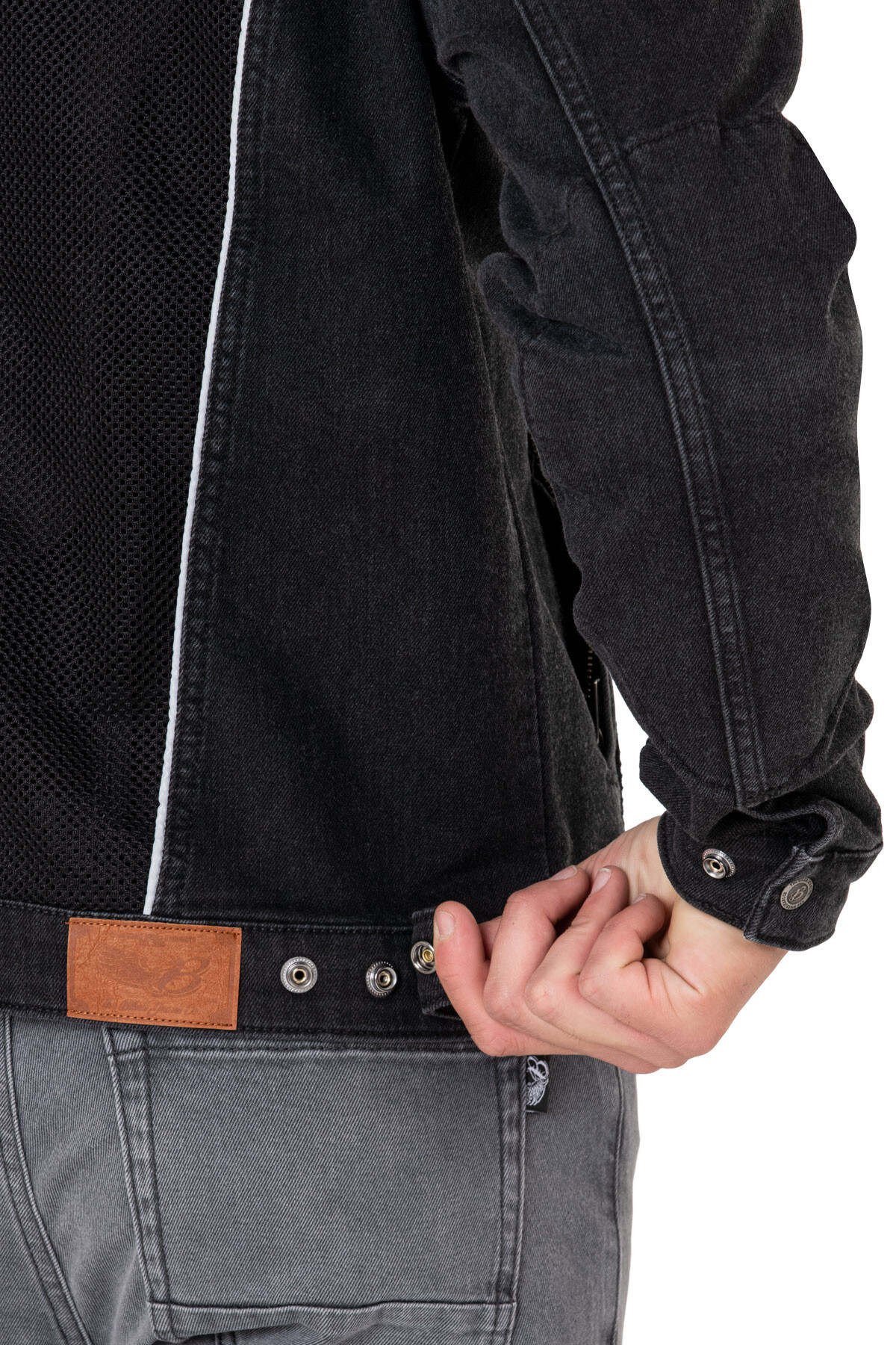 Grey Ice Armoured Mesh Motorcycle Jean Jacket Man - 13