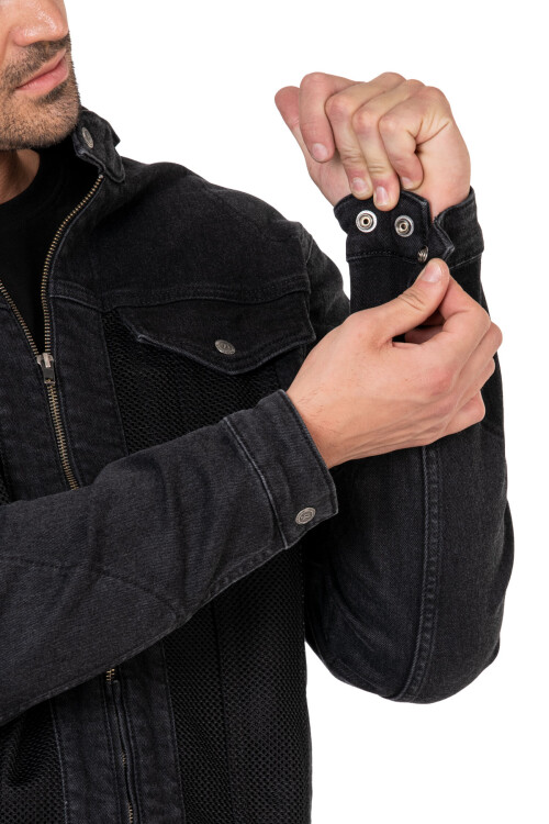 Grey Ice Armoured Mesh Motorcycle Jean Jacket Man - 14