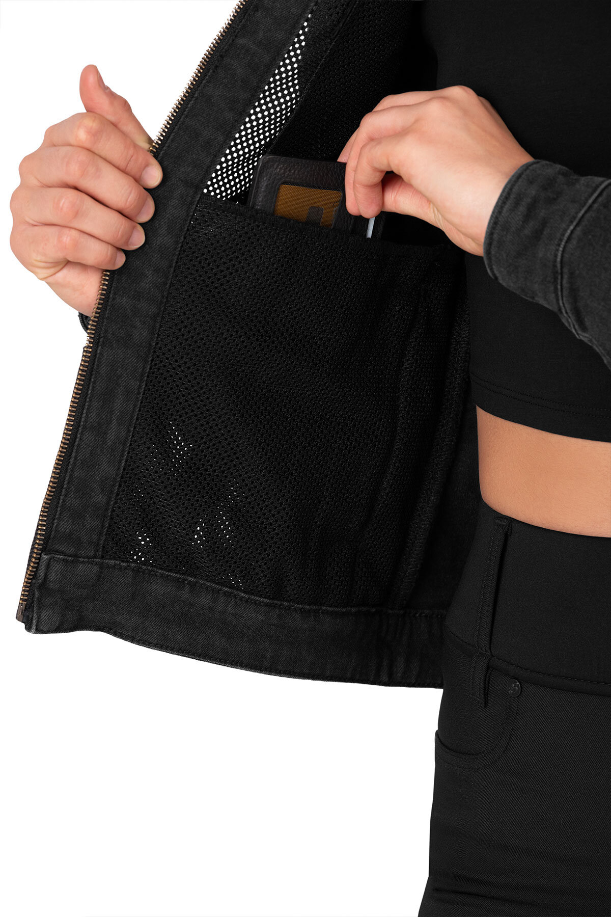 Grey Ice Armoured Mesh Motorcycle Jean Jacket - 8