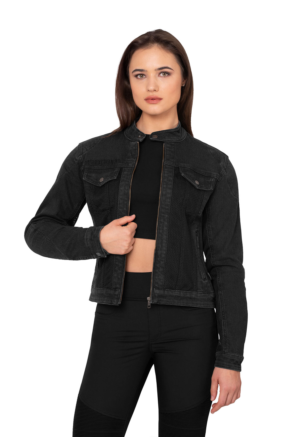 Grey Ice Armoured Mesh Motorcycle Jean Jacket - 7