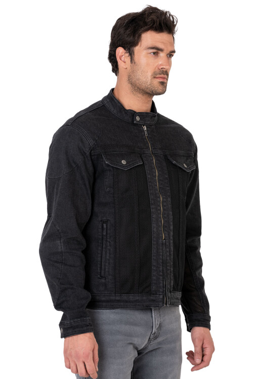 Grey Ice Korumalı File Motosiklet Kot Montu Erkek - The Biker Jeans