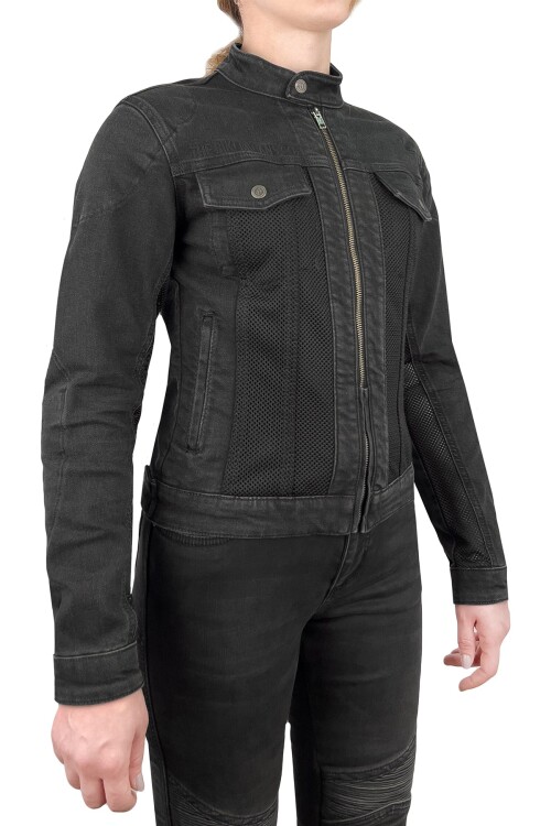 Grey Ice Korumalı File Motosiklet Kot Montu Kadın - The Biker Jeans