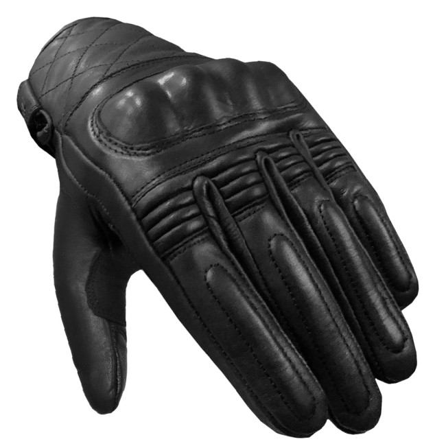 Hammer Black Armoured Motorcycle Leather Gloves - Thumbnail