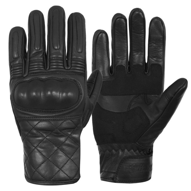 Hammer Black Armoured Motorcycle Leather Gloves - Thumbnail