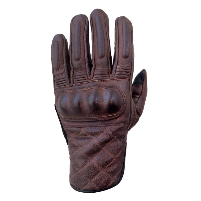 Hammer Brown Armoured Motorcycle Leather Gloves - Thumbnail