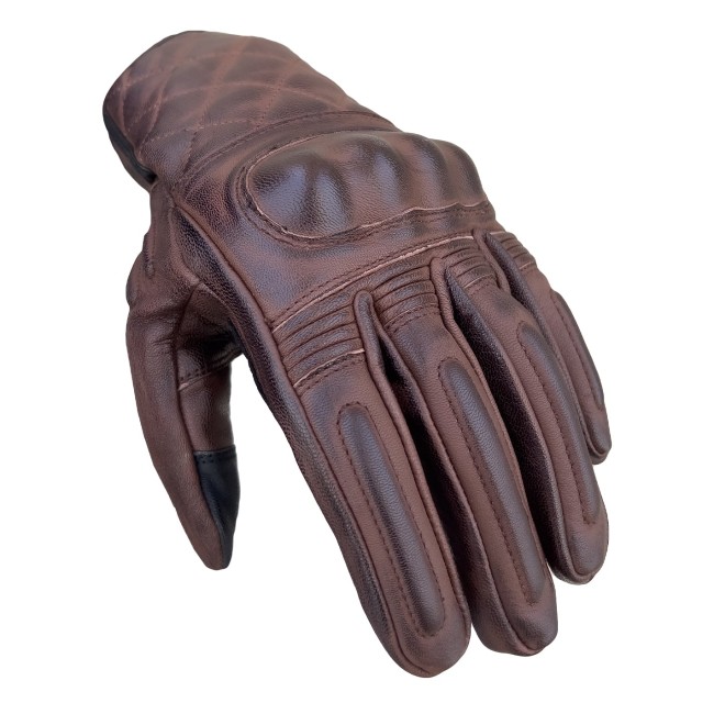 Hammer Brown Armoured Motorcycle Leather Gloves - Thumbnail