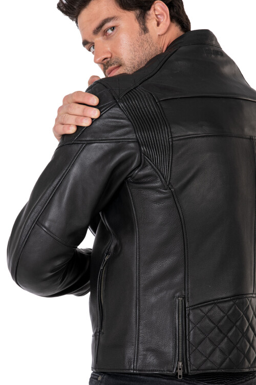 Hawk Black Korumalı Motosiklet Deri Montu Erkek - 6