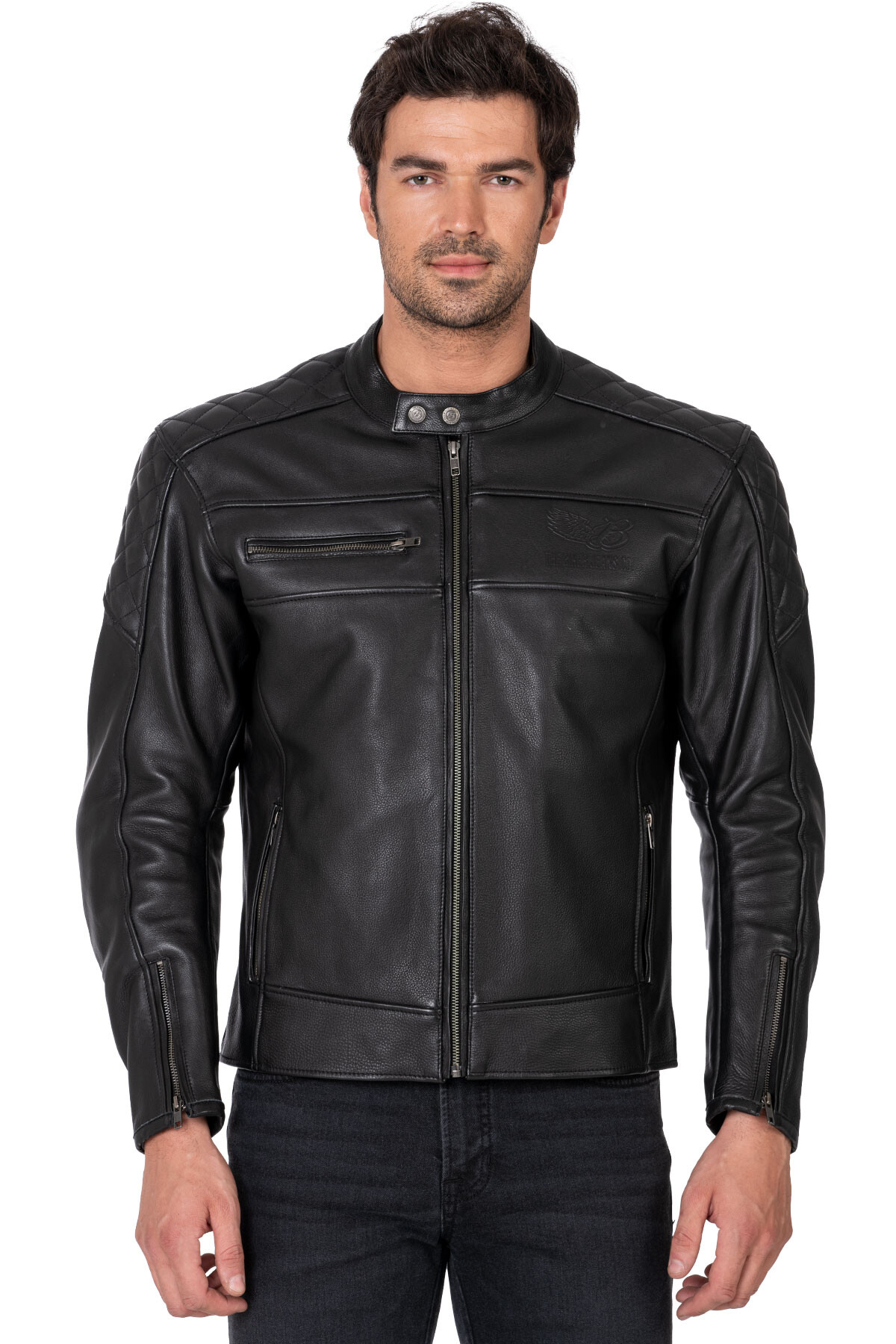 Hawk Black Korumalı Motosiklet Deri Montu Erkek - 2