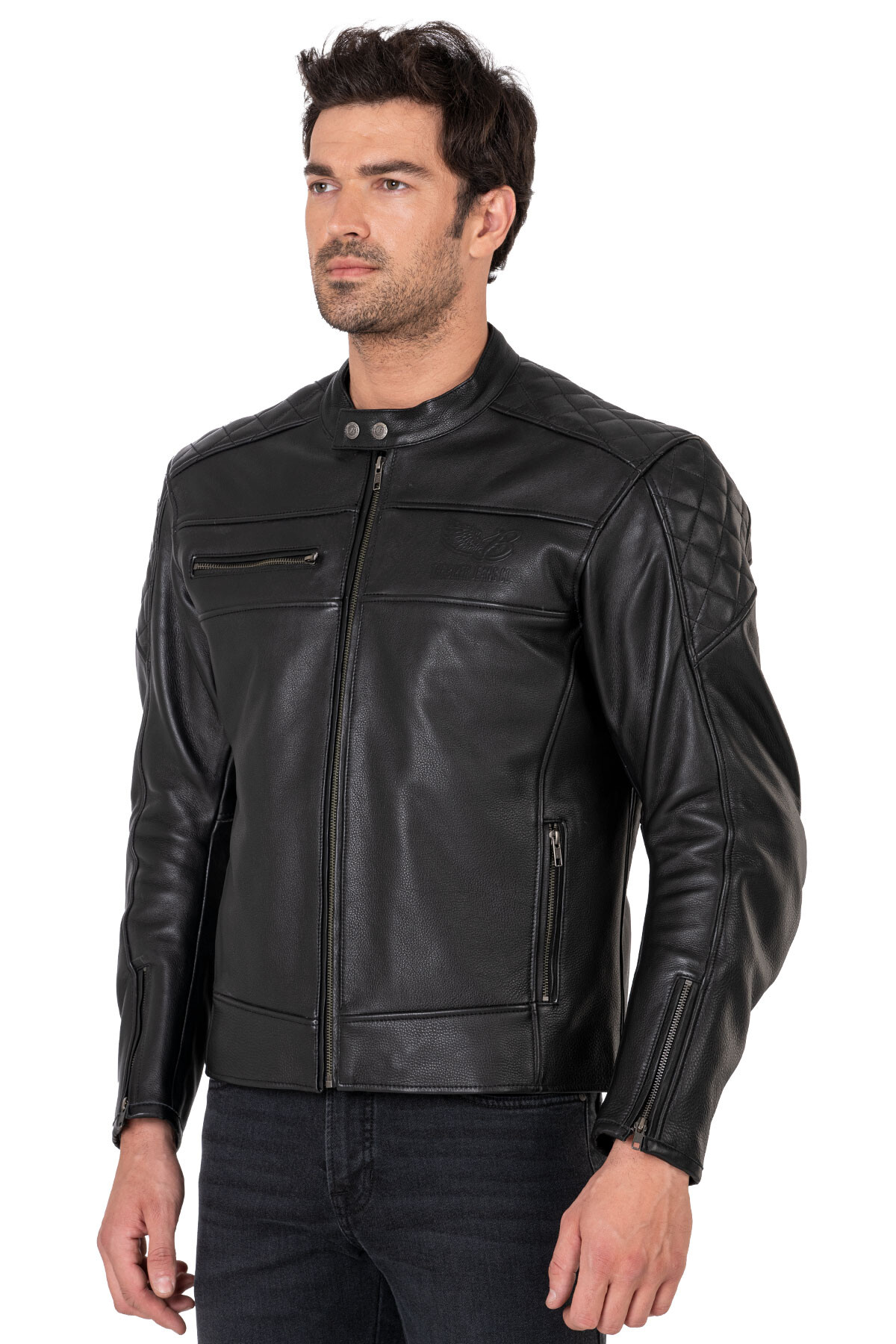 Hawk Black Korumalı Motosiklet Deri Montu Erkek - 4