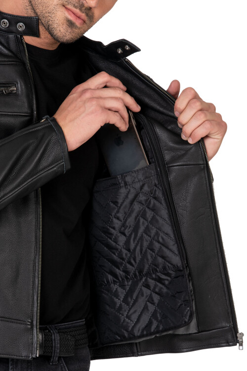 Hawk Black Korumalı Motosiklet Deri Montu Erkek - 9