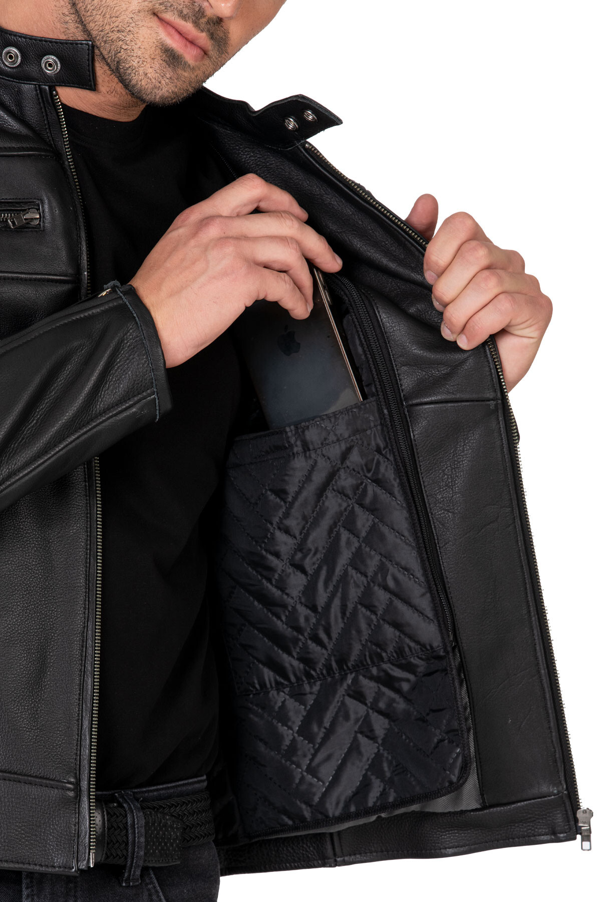 Hawk Black Korumalı Motosiklet Deri Montu Erkek - 9