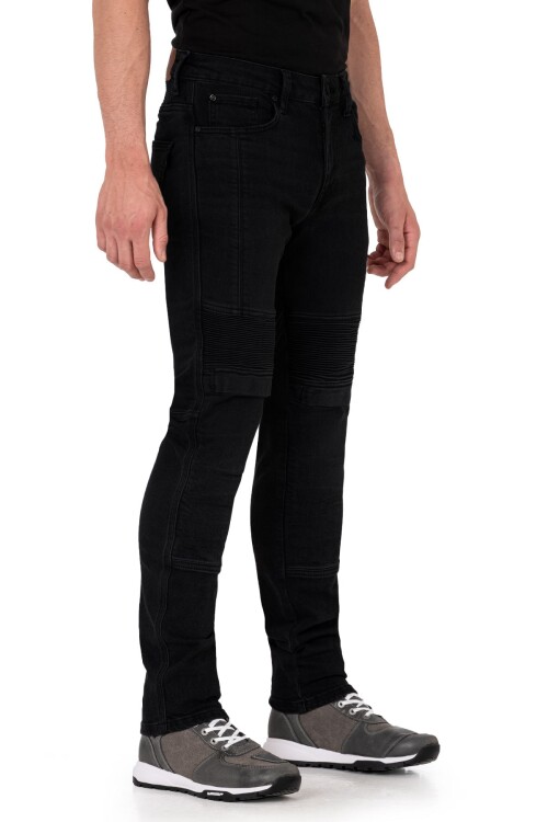 Iron Shield Flexi Black Korumalı Motosiklet Kot Pantolonu Erkek - The Biker Jeans
