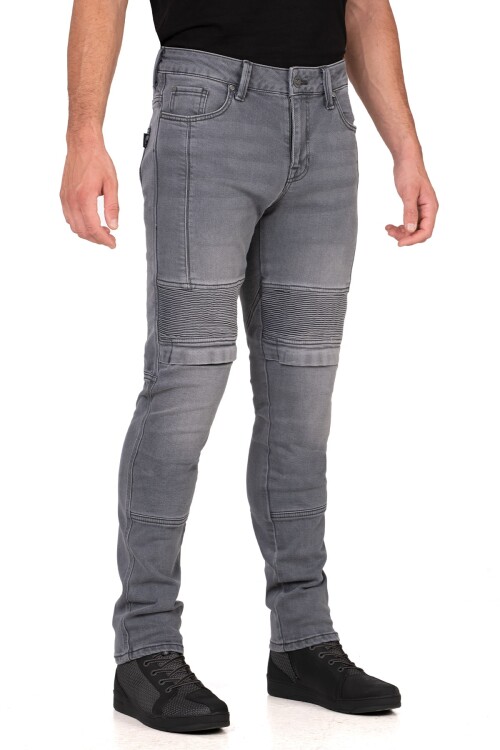 Iron Shield Flexi Grey Korumalı Motosiklet Kot Pantolonu Erkek - The Biker Jeans