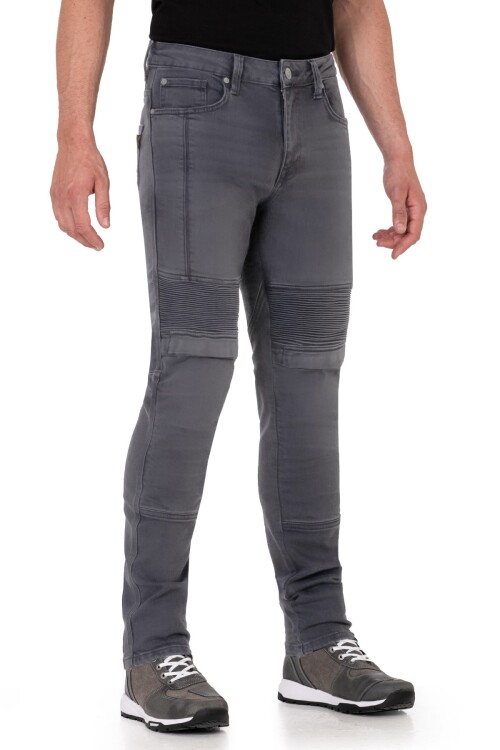 Iron Shield Flexi Grey Korumalı Motosiklet Kot Pantolonu Erkek - The Biker Jeans